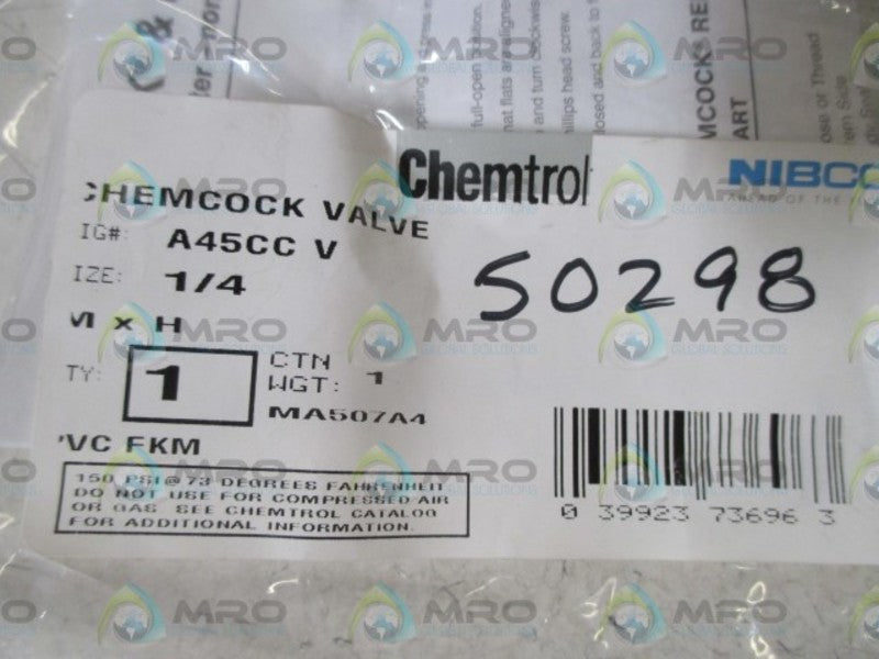 CHEMTROL A45CC V CHEMCOCK VALVE  NSNP IN  A FACTORY BAG