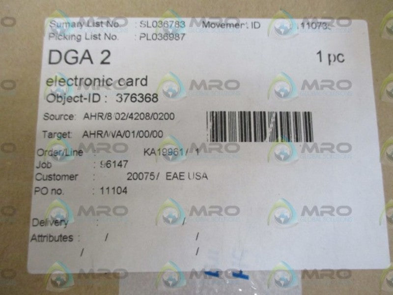 EAE DGA 2 ELECTRONIC CARD  NSFS