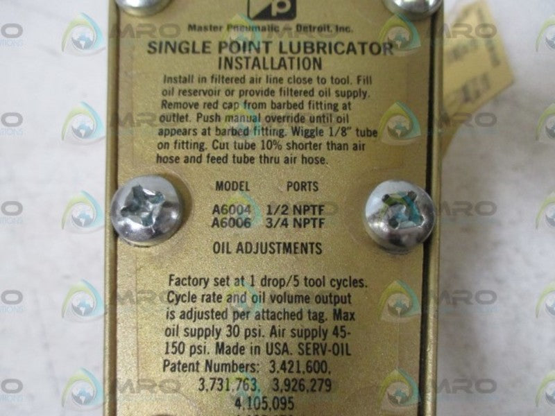 MASTER-PNEUMATIC MODEL A60041 SINGLE POINT INJECTOR  NSNP OUT OF A  BOX