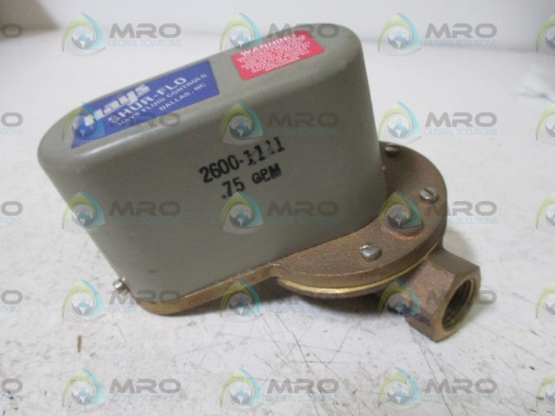 HAYS 2600-1111 FLOW SWITCH .75GPM  UNMP
