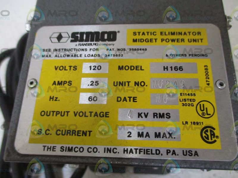 SIMCO MODEL H166 ADJUSTABLE POWER UNIT  NSNP