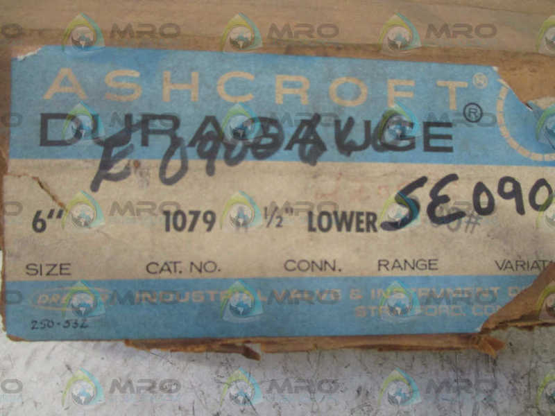ASHCROFT 1079 6" 1/2" LOWER DURAGAUGE 0-200PSI  NSMP