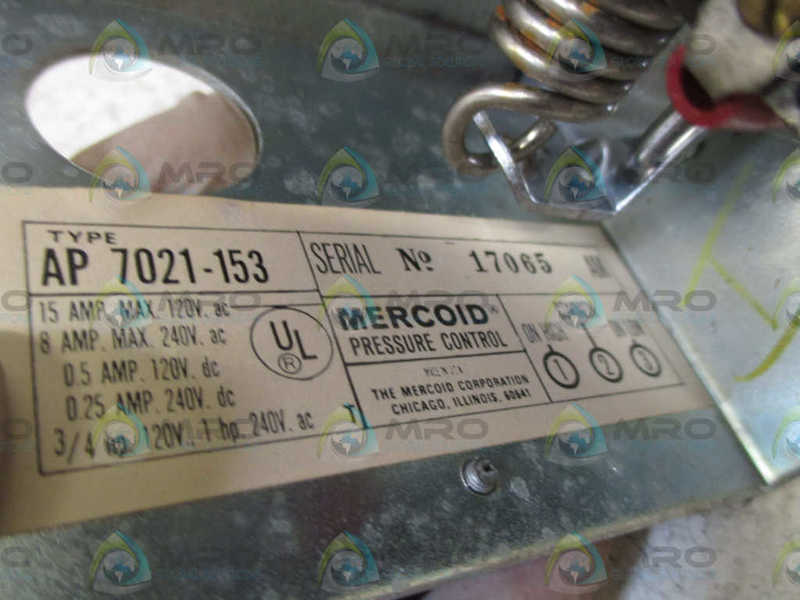 MERCOID CONTROLS AP7021-153 PRESSURE SWITCH  UNMP