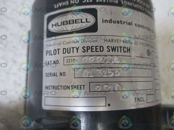 HUBBELL 2210-222CC4 PILOT DUTY SPEED SWITCH  UNMP