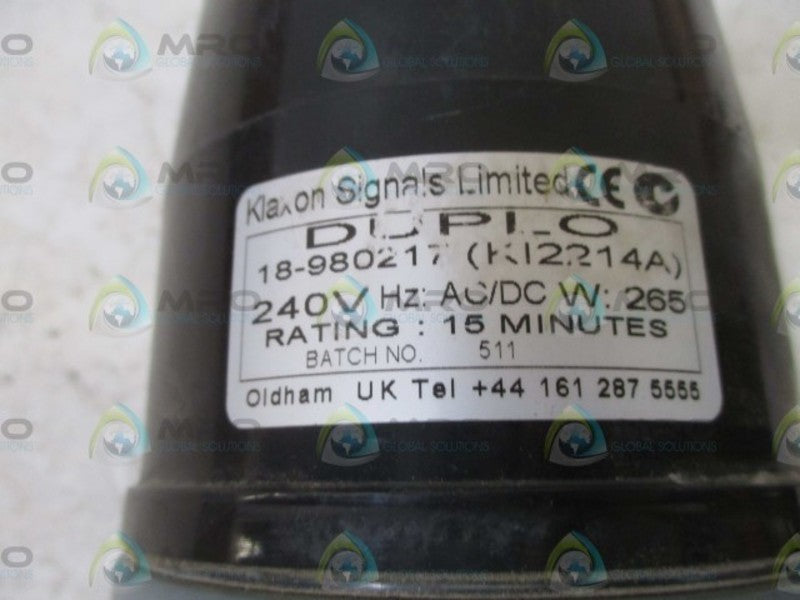 KLAXON 18-980217 DUPLO 240VAC/DC KI2214A  NSNP