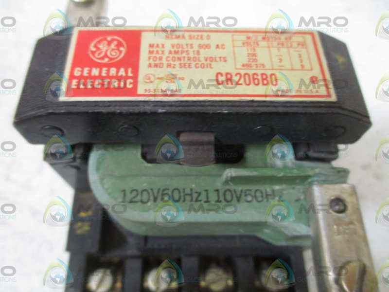 GENERAL ELECTRIC CR206B0 CONTACTOR NEMA SIZE 0 120V  UNMP