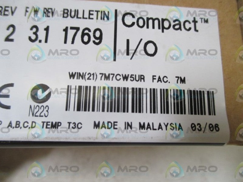 INDUSTRIAL SPARE PART COMPACT I/O 1769-IA81 SER. A F/W 3.1 DATE: 2006  NSFS