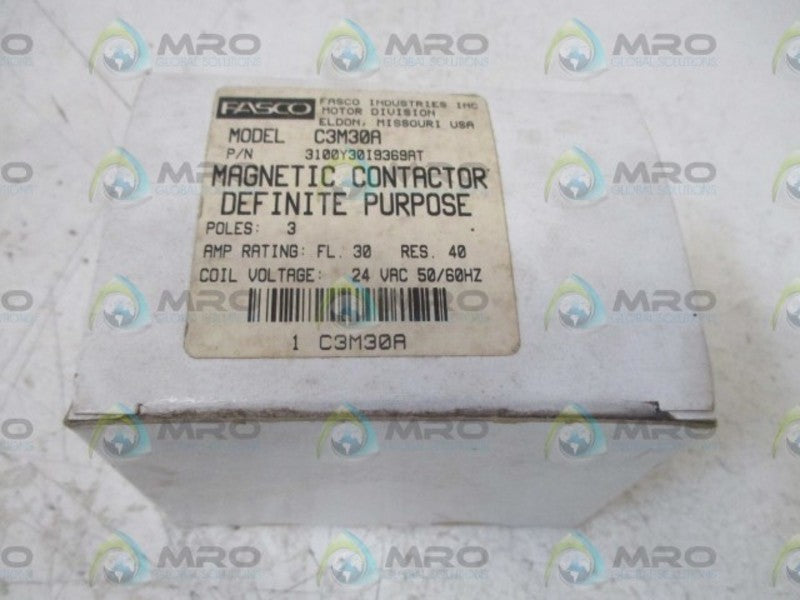 FASCO C3M30A MAGNETIC CONTACTOR DEFINITE PURPOSE  NSMP