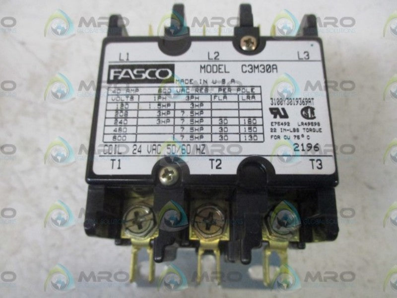 FASCO C3M30A MAGNETIC CONTACTOR DEFINITE PURPOSE  NSMP