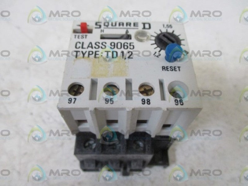 SQUARE D 9065 TD1,2 OVERLOAD RELAY 1,2-1,8A  UNMP