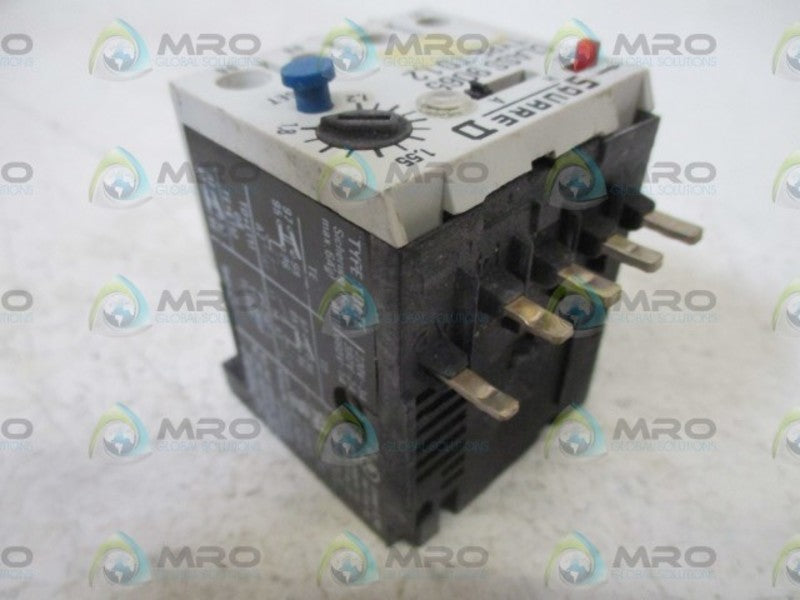 SQUARE D 9065 TD1,2 OVERLOAD RELAY 1,2-1,8A  UNMP