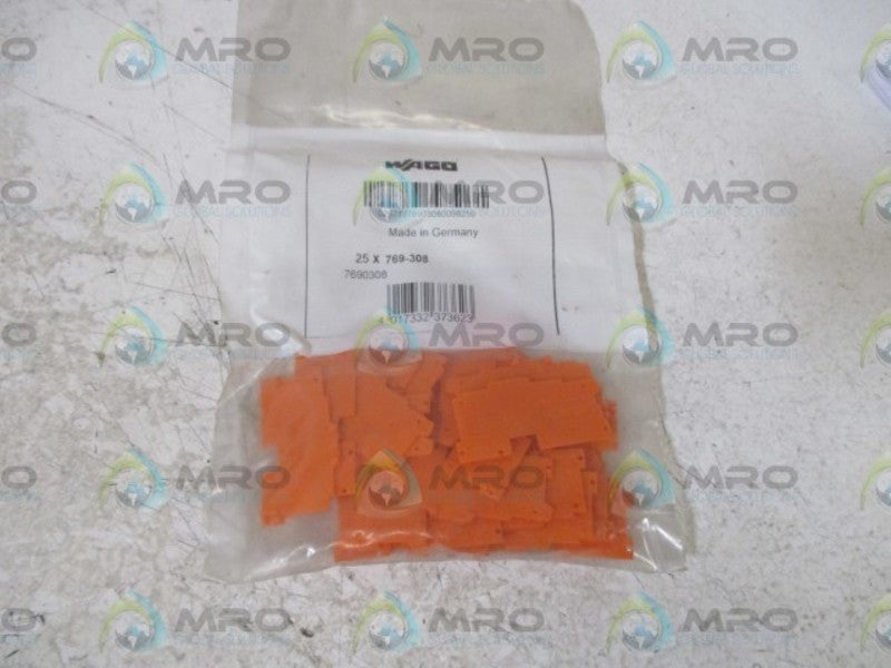WAGO 25 X 769-308 END PLATE ORANGE  NSMP