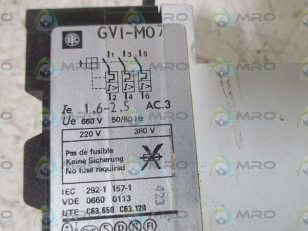 TELEMECANIQUE GV1-M07 CIRCUIT BREAKER 1.6-2.5A 660V  UNMP