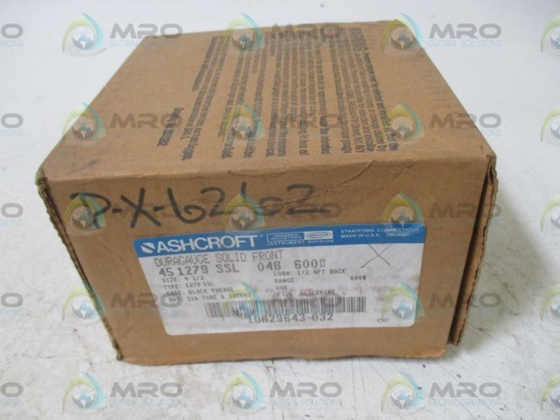 ASHCROFT 451279SSL04B-600# 0-600PSI (AS PICTURED)  NSMP
