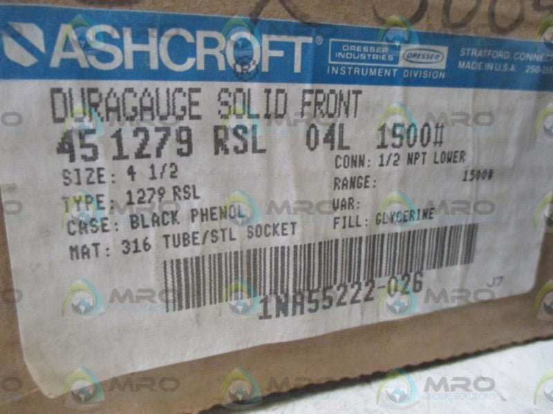 ASHCROFT 451279RSL04L-1500# 0-1500PSI (AS PICTURED)  NSMP