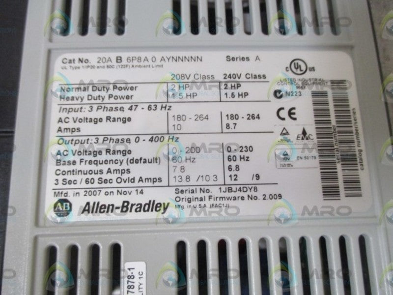 INDUSTRIAL SPARE PART 20AB6P8A0AYNNNNN SER. A NSNP