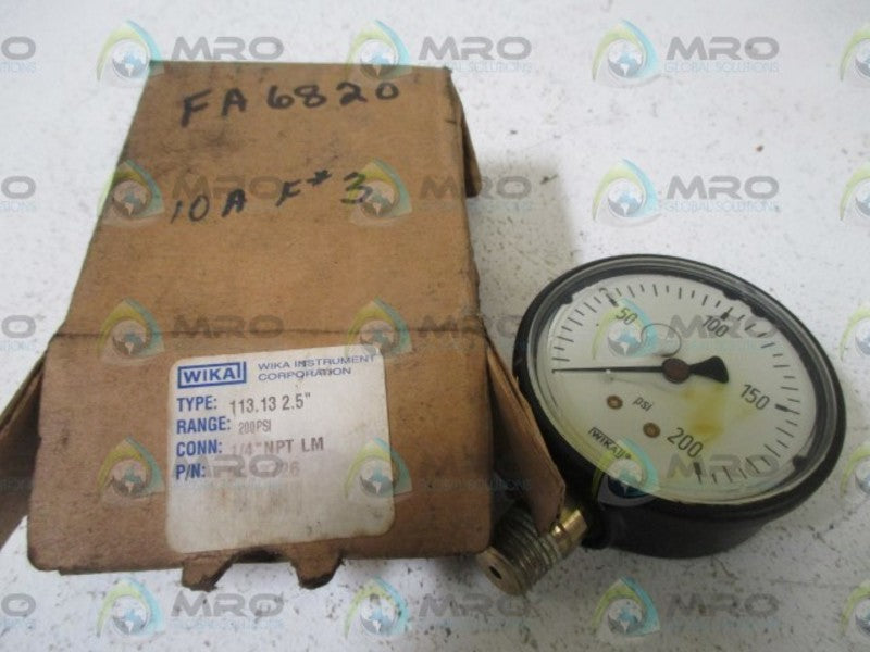 WIKA 9693726 TYPE 113.13 2.5" 0-200PSI  NSMP