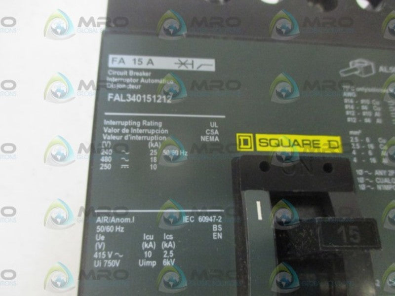 SQUARE D FAL340151212 15A (GREEN)  NSMP