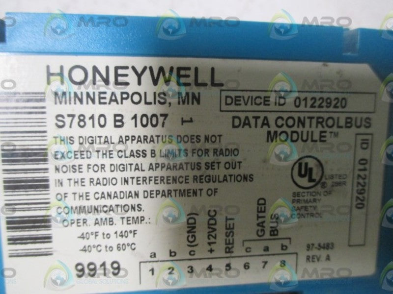 HONEYWELL S7810 B 1007 UNMP