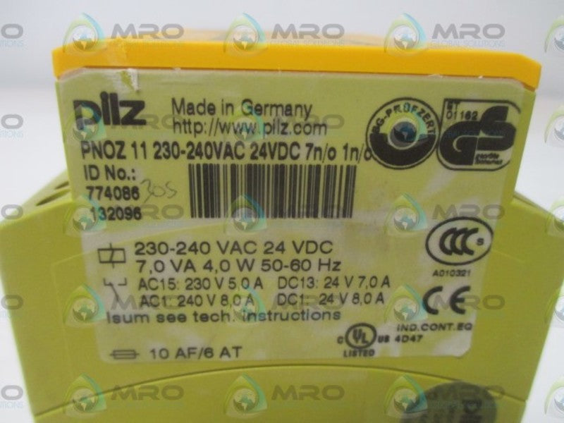 PILZ PNOZ 11 230-240VAC 24VDC7N/O1N/O NSMP