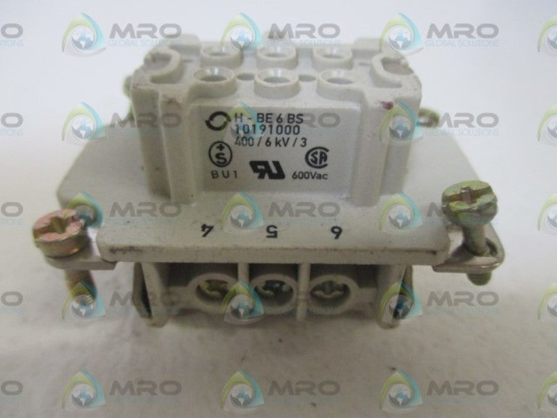 LOT OF 4 HARTING H-BE 6 BS CONNECTOR NSNP
