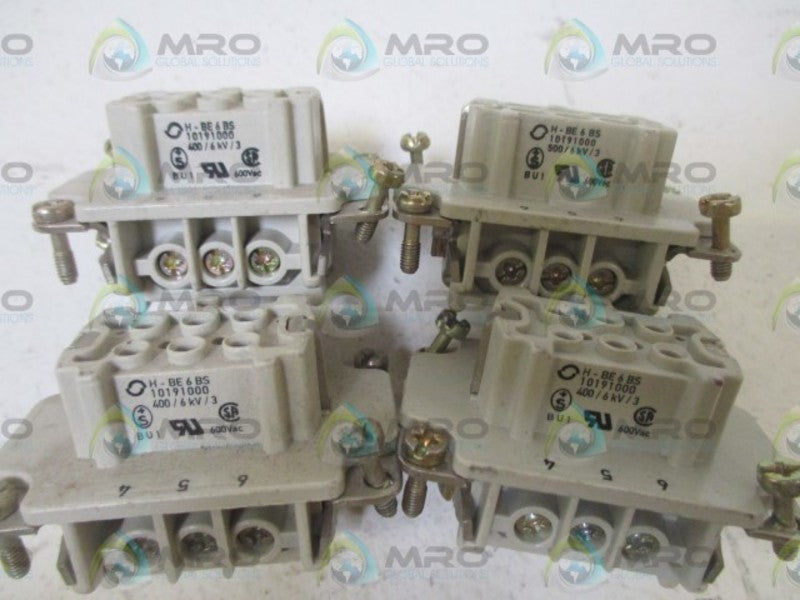 LOT OF 4 HARTING H-BE 6 BS CONNECTOR NSNP