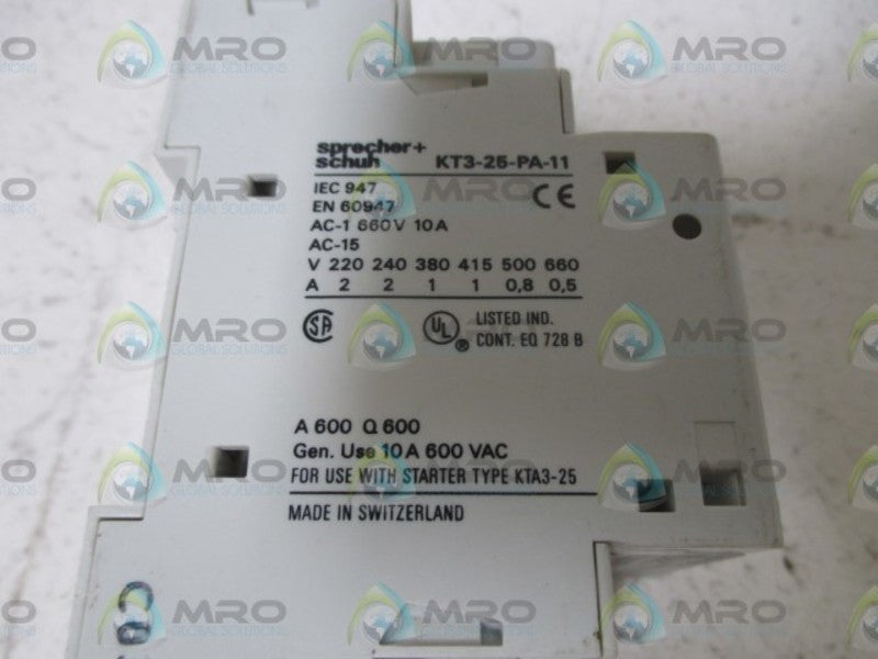SPRECHER+SCHUH KTA3-25 W/KT3-25-PA-11 10-16 UNMP