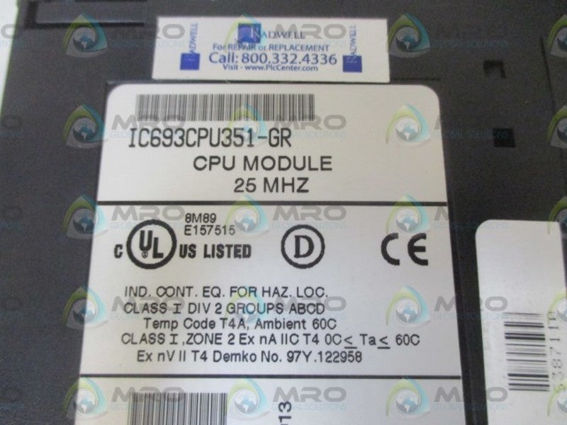 GE FANUC IC693CPU351-GR CPU 25MHZ (NO KEY)  UNMP