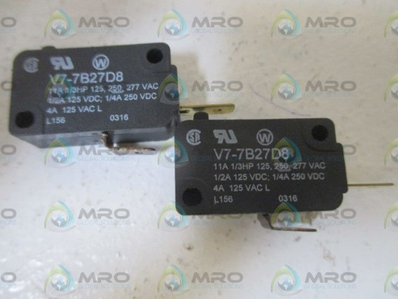 LOT OF 2 MICROSWITCH V7-7B27D8 NSNP