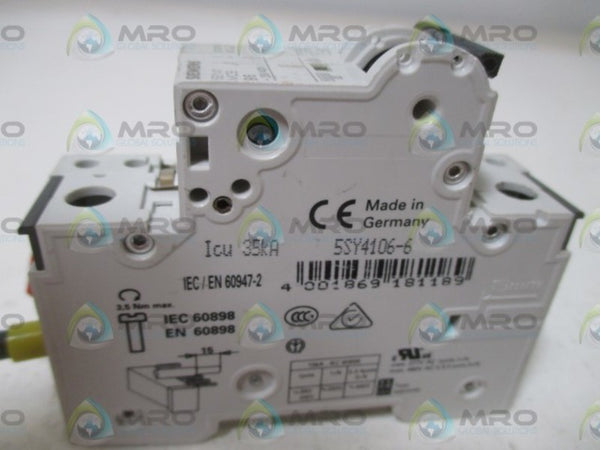 SIEMENS 5SY4106-6 W/ 5ST3010 CIRCUIT BREAKER  UNMP