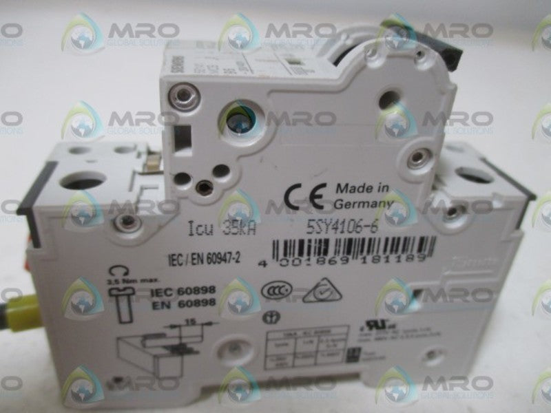 SIEMENS 5SY4106-6 W/ 5ST3010 CIRCUIT BREAKER  UNMP