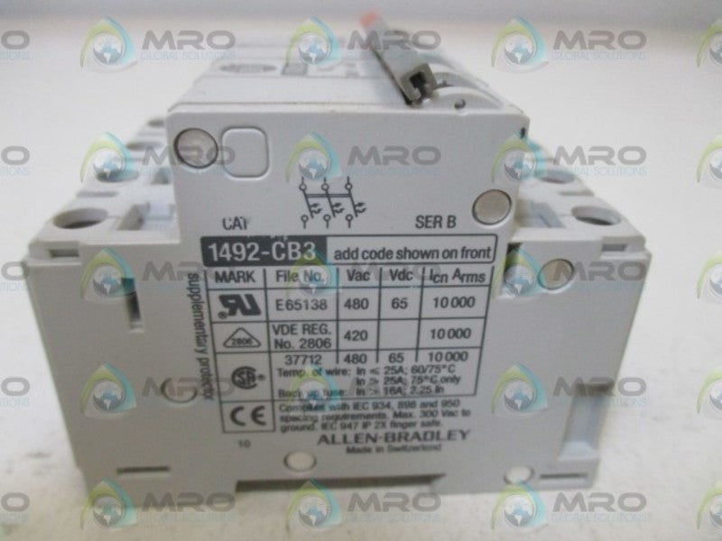 ALLEN BRADLEY 1492-CB3G020 SER. B 2A w/ 1492-ACBS2 SER. B  NSNP
