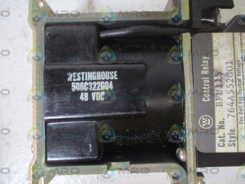 WESTINGHOUSE BFD11S (764A552G01) CONTROL RELAY 48VDC  UNMP