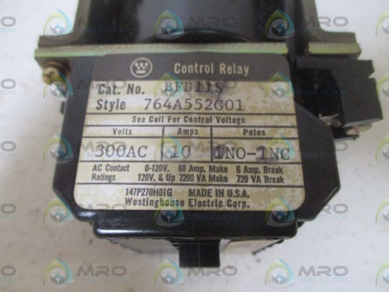 WESTINGHOUSE BFD11S (764A552G01) CONTROL RELAY 48VDC  UNMP
