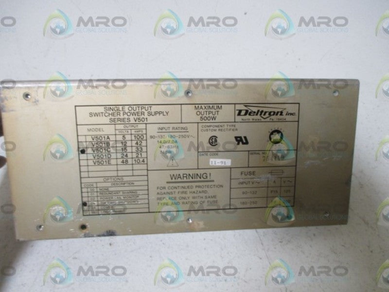 DELTRON INC. V501C POWER SUPPLY UNMP