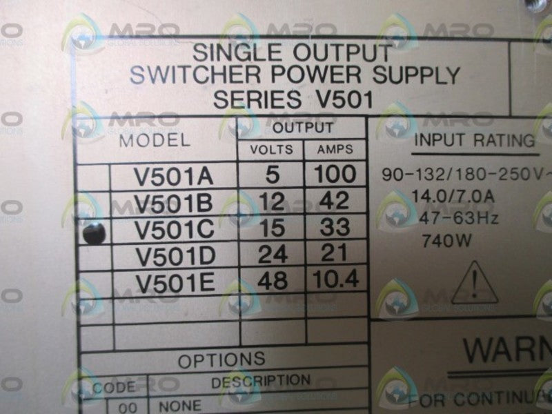 DELTRON INC. V501C POWER SUPPLY UNMP