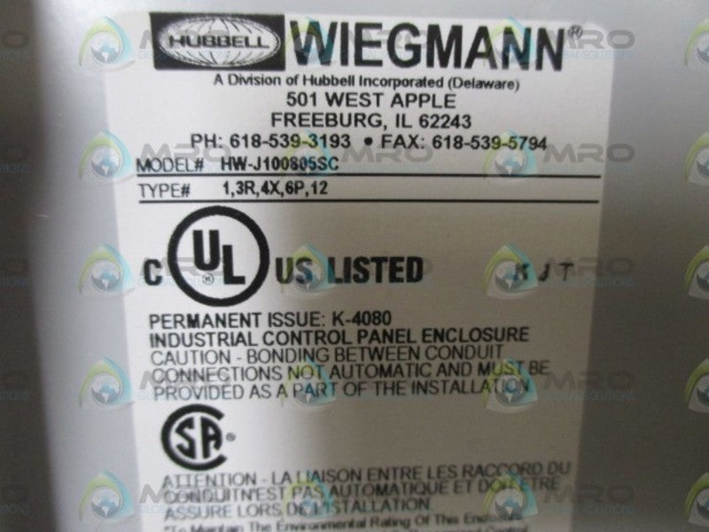 WIEGMANN HW-J100805SC ENCLOSURE  NSNP