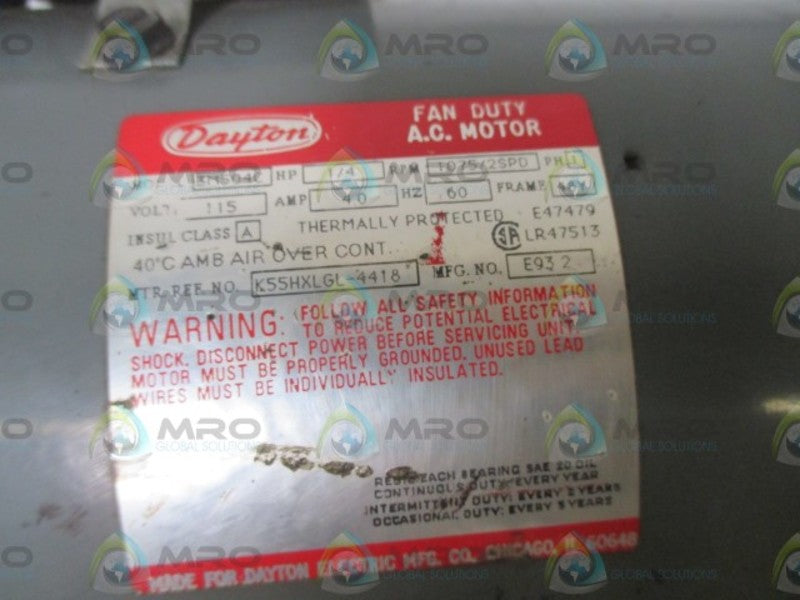 DAYTON 3M504C FAN DUTY A.C. MOTOR  UNMP