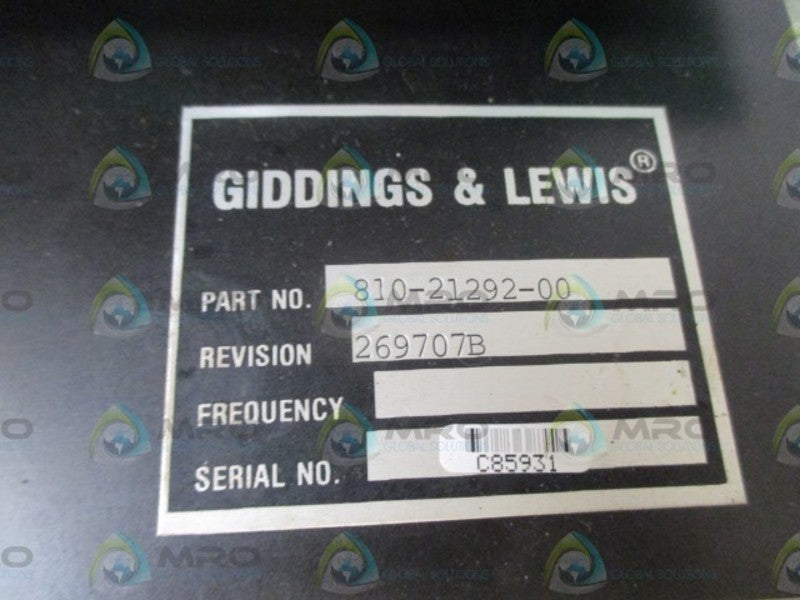 GIDDINGS & LEWIS 810-21292-00 AC/DC POWER DISTRIBUTION MODULE  UNMP