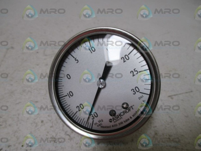 ASHCROFT 251009SW02B-30IMV&30# PRESSURE GAUGE 30-0 IMV 0-30 PSI  NSMP