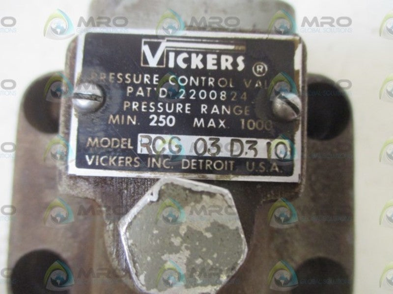 VICKERS RCG 03 D3 10 PRESSURE CONTROL VALVE  UNMP