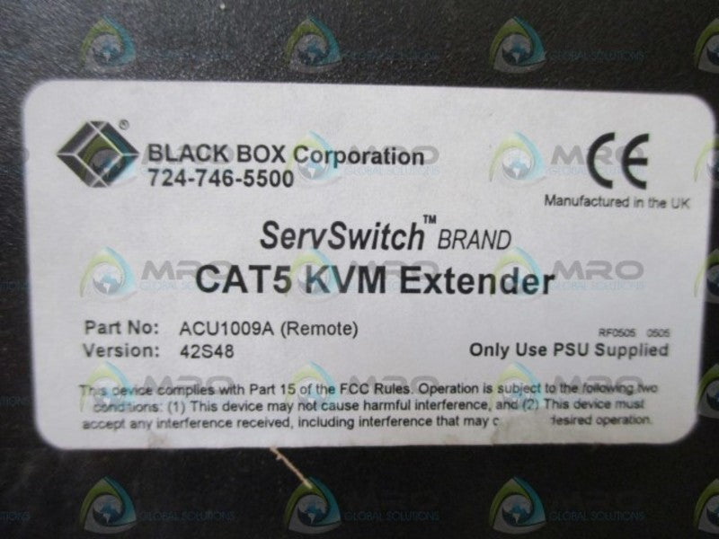 BLACK BOX ACU1009A SERVSWITCH CAT5 KVM EXTENER  NSNP