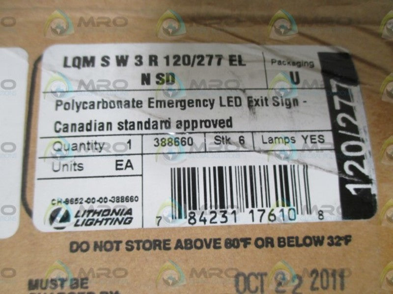 LITHONIA LIGHTING LQM S W 3 R 120/277 EL N SD  EMERGENCY SIGN  NSMP