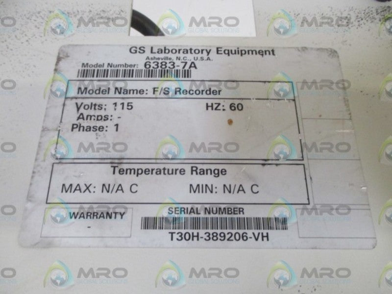 GS LABORATORY EQUIPMENT 6383-7A TEMPERATURE CHART RECORDER  NSNP