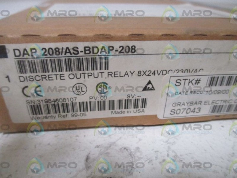 SCHNEIDER AEG TSX COMPACT DAP208/AS-BDAP-208 DISCRETE OUTPUT  NSFS