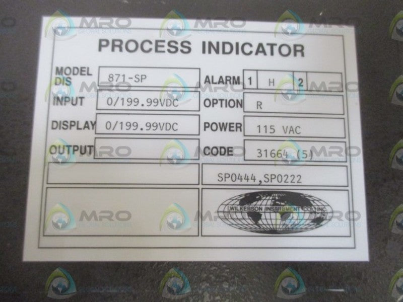 WILKERSON DIS871-SP PROCESS INDICATOR  NSNP