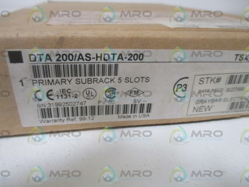 SCHNEIDER AEG TSX COMPACT DTA200/AS-HDTA-200 5-SLOT SUBRACK  NSFS