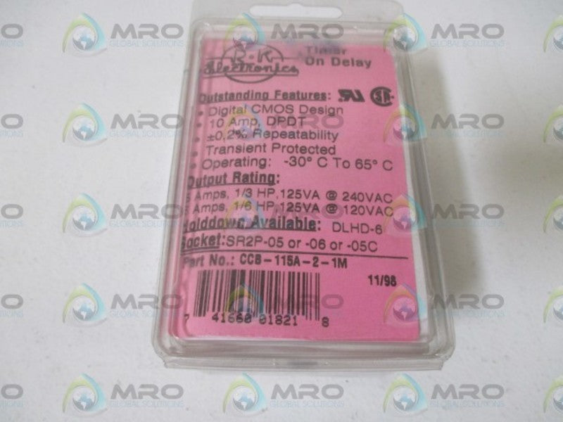 R-K ELECTRONICS, INC. CCB-115A-2-1M TIMER-ON DELAY  ORIGINAL PACKAGE