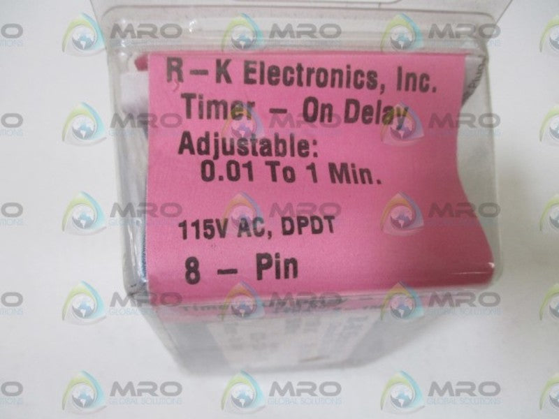 R-K ELECTRONICS, INC. CCB-115A-2-1M TIMER-ON DELAY  ORIGINAL PACKAGE