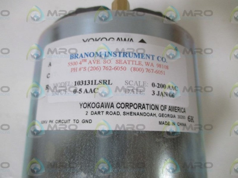 BRANOM INSTRUMENT CO. 103131LSRL PANEL METER 0-200 AC AMPERES  NSMP